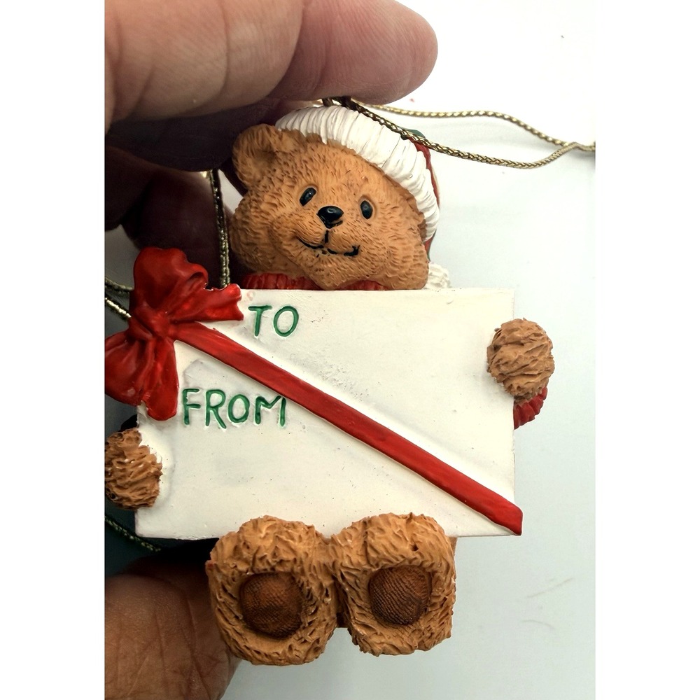 2001 Avon HOLIDAY WISHES PACKAGE TOPPER/ORNAMENT TEDDY BEAR NEW IN BOX
